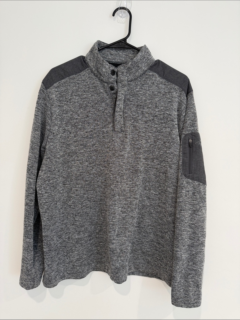 Greg Norman Collection Men's Gray Heather Zip-Neck Pullover Sweater-Size. L